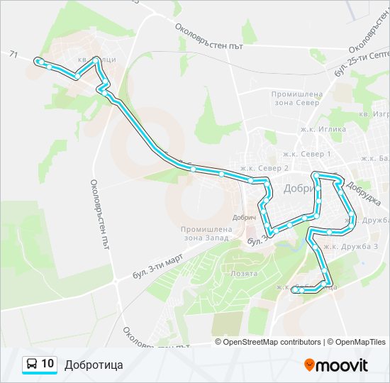 Автобус 10: карта маршрута