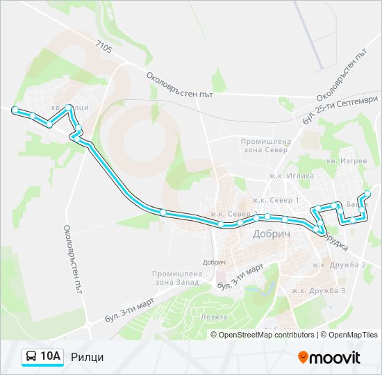 10A автобус Карта на Линията