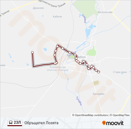 23Л автобус Карта на Линията