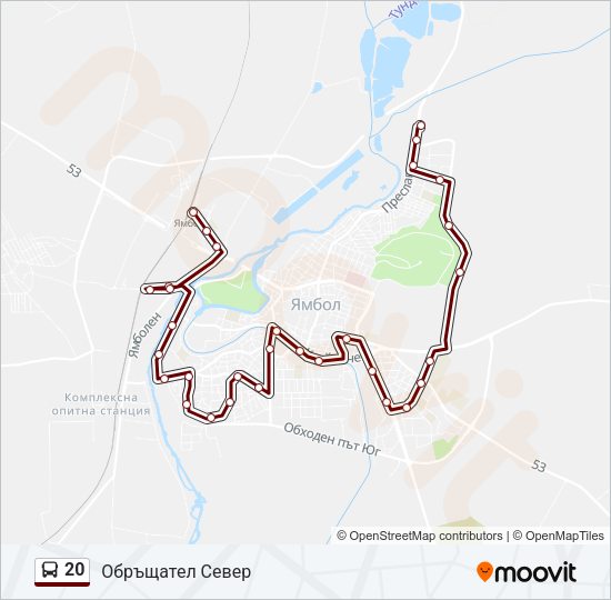 Автобус 20: карта маршрута