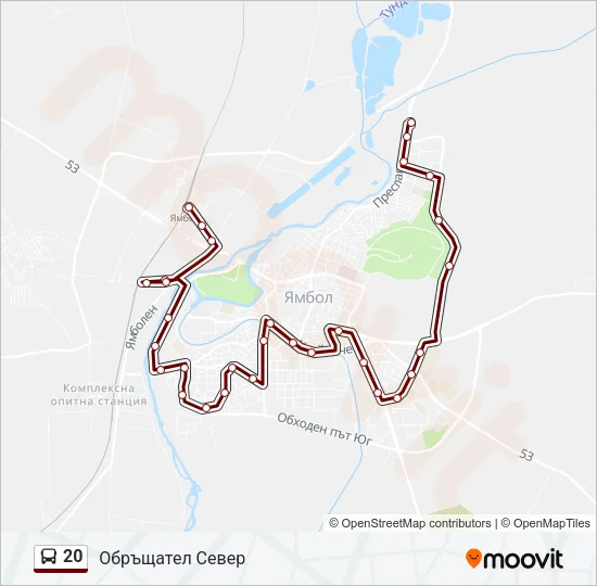 20 автобус Карта на Линията