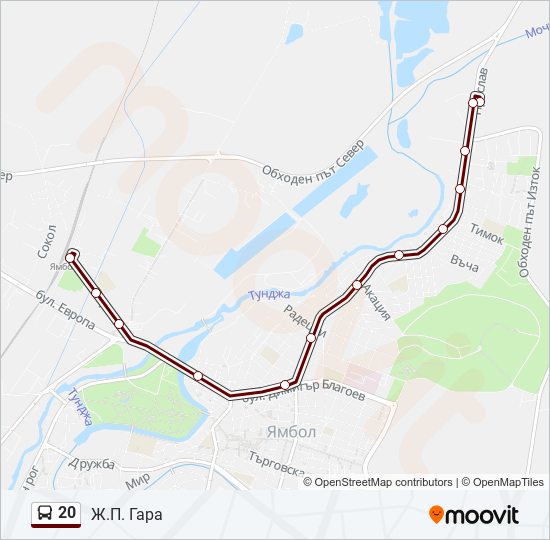 Автобус 20: карта маршрута