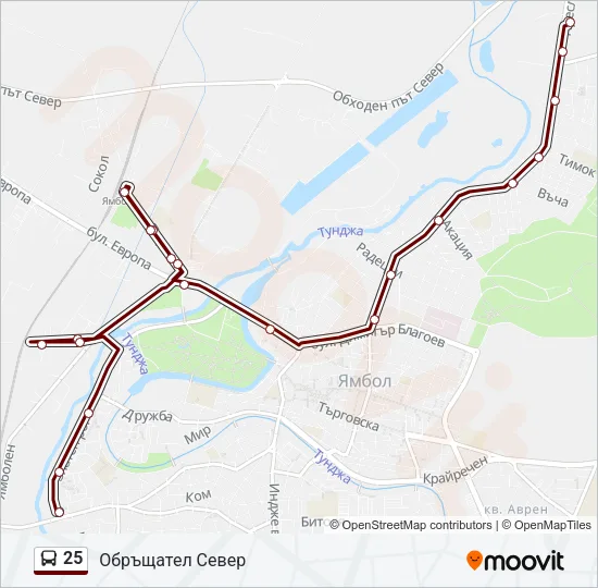 Автобус 25: карта маршрута