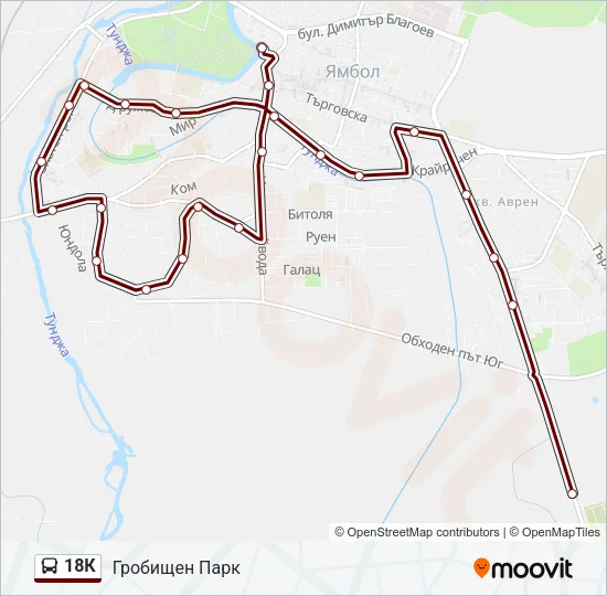 Автобус 18К: карта маршрута