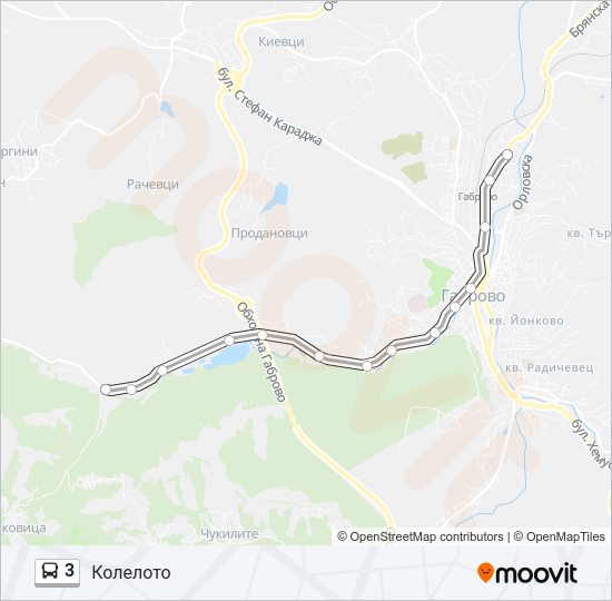 3 автобус Карта на Линията