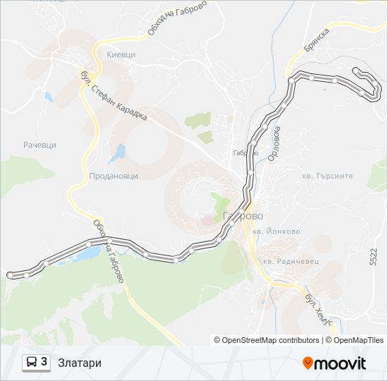 3 автобус Карта на Линията