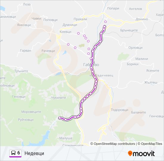6 автобус Карта на Линията