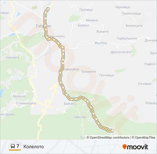 7 автобус Карта на Линията