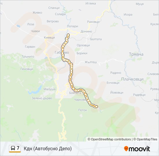 7 автобус Карта на Линията