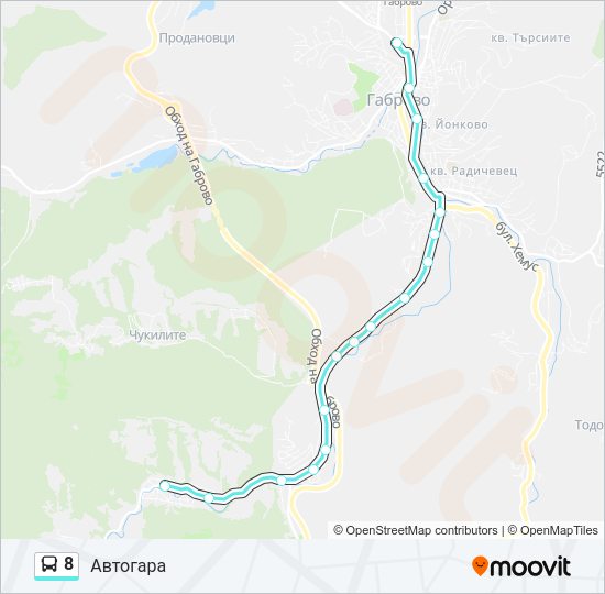 8 автобус Карта на Линията