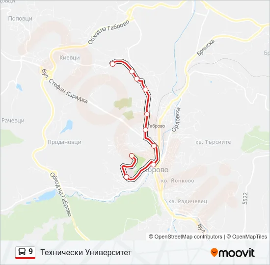 9 Bus Line Map