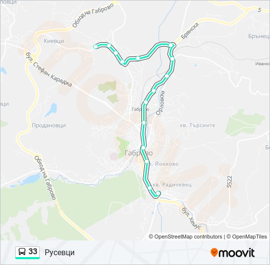 Автобус 33: карта маршрута