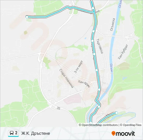 Автобус 2: карта маршрута