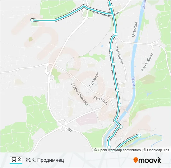 Автобус 2: карта маршрута
