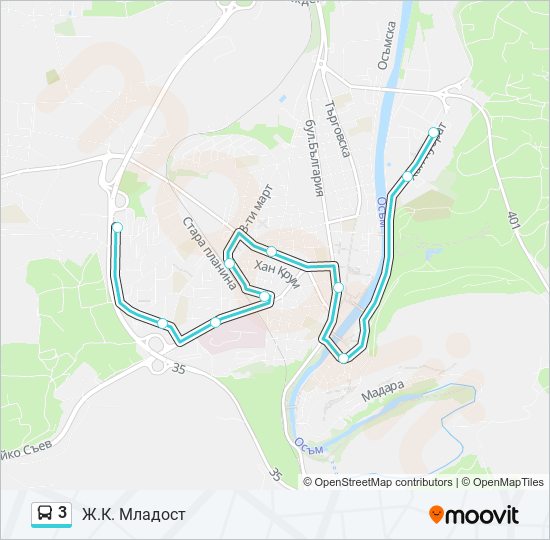 3 bus Line Map