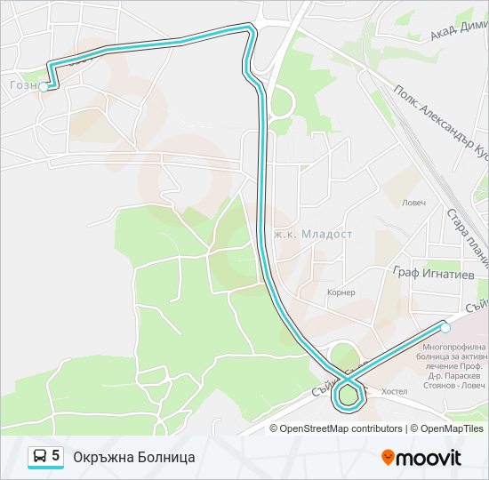 Автобус 5: карта маршрута