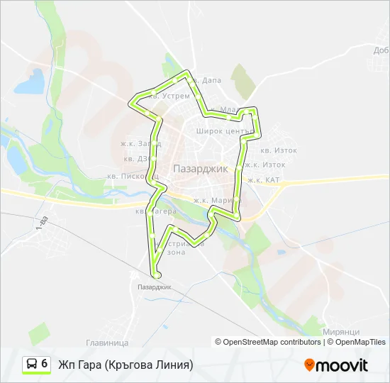 6 автобус Карта на Линията