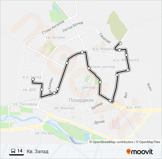 14 bus Line Map