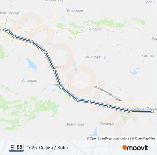 Поезд БВ: карта маршрута