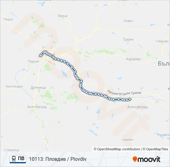 Поезд ПВ: карта маршрута