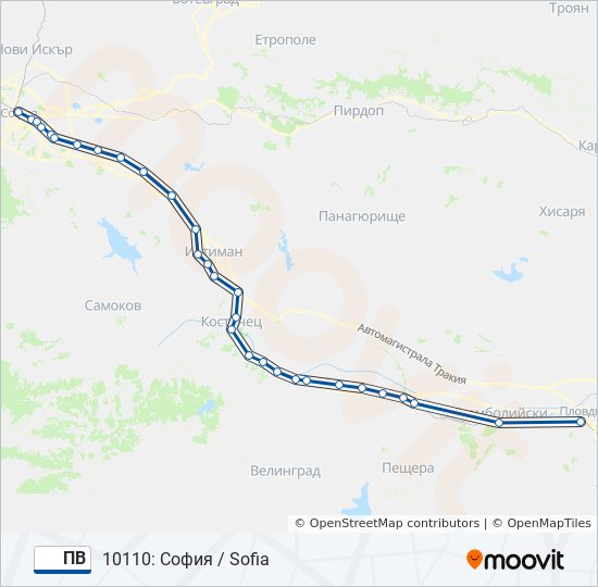 Поезд ПВ: карта маршрута