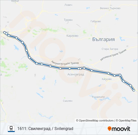 Поезд БВ / МБВ: карта маршрута