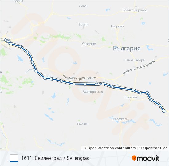 Поезд БВ / МБВ: карта маршрута