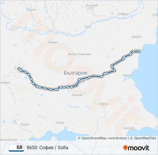 Поезд БВ: карта маршрута