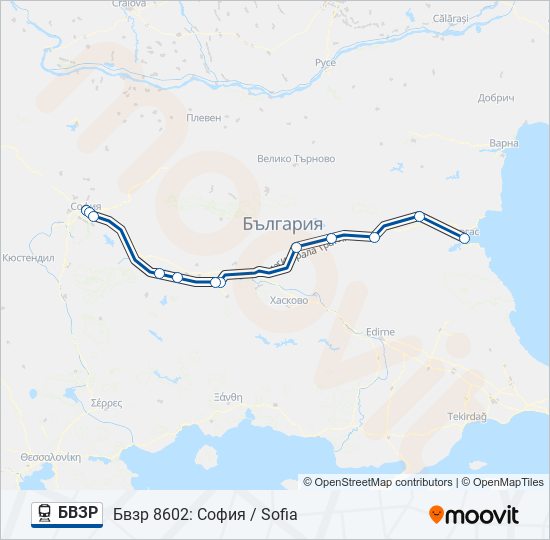 БВЗР влак Карта на Линията