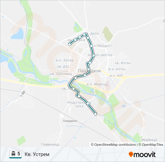 5 тролейбус Карта на Линията