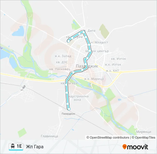 1Е Trolleybus Line Map