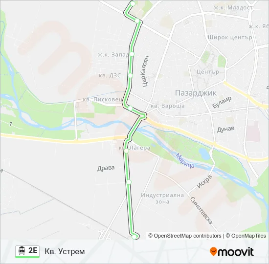 2Е тролейбус Карта на Линията