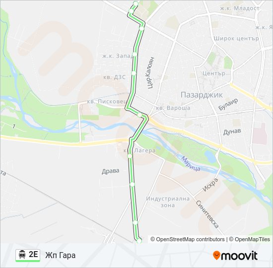 2Е тролейбус Карта на Линията