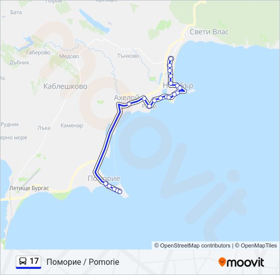 17 автобус Карта на Линията