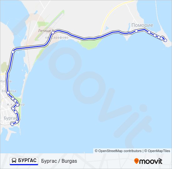 БУРГАС Bus Line Map
