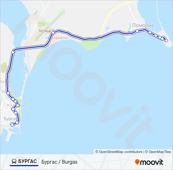 БУРГАС Bus Line Map