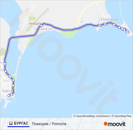 БУРГАС автобус Карта на Линията