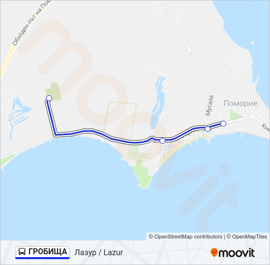 ГРОБИЩА Bus Line Map