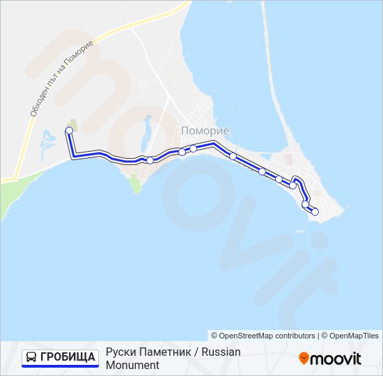 Автобус ГРОБИЩА: карта маршрута
