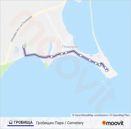 ГРОБИЩА Bus Line Map