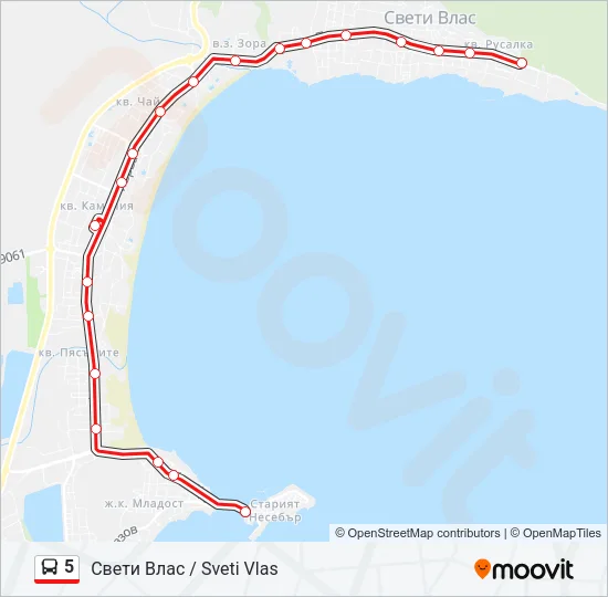 5 автобус Карта на Линията