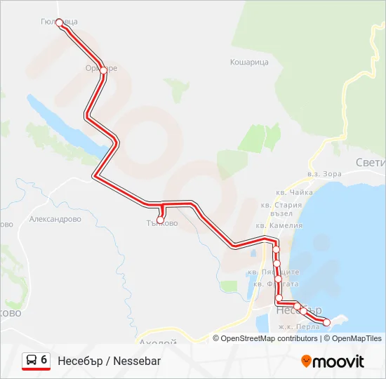 Автобус 6: карта маршрута