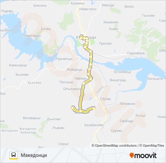 МАКЕДОНЦИ автобус Карта на Линията