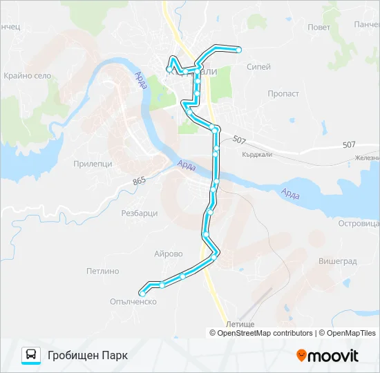 ГРОБИЩЕН ПАРК Bus Line Map