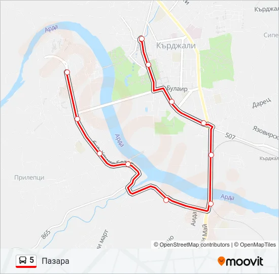 Автобус 5: карта маршрута