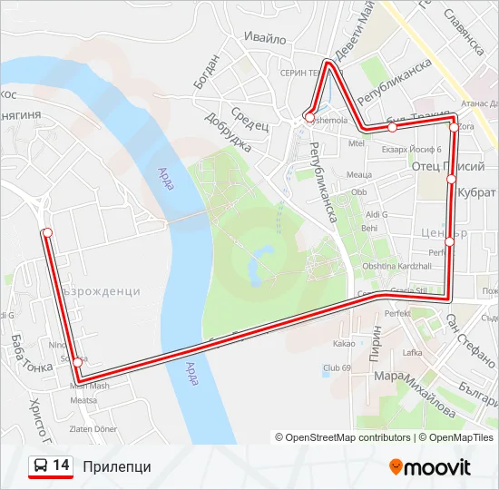 Автобус 14: карта маршрута