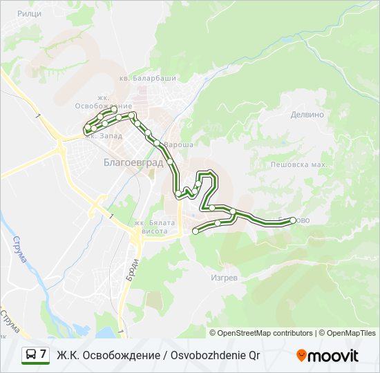 7 автобус Карта на Линията