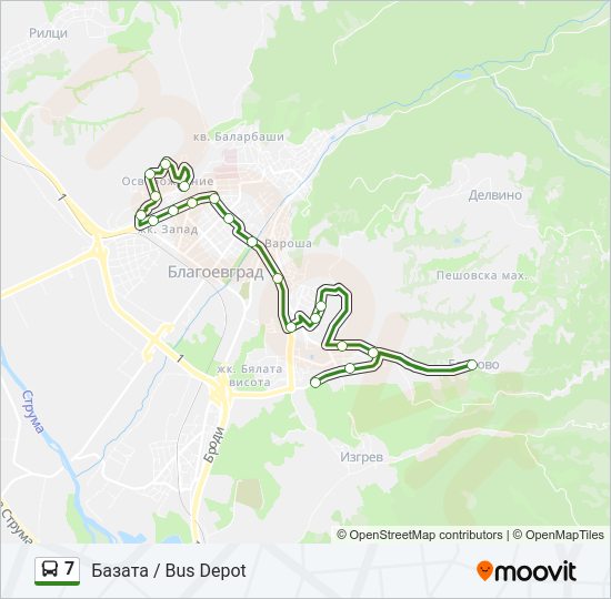 7 автобус Карта на Линията