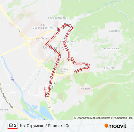 Автобус 2: карта маршрута