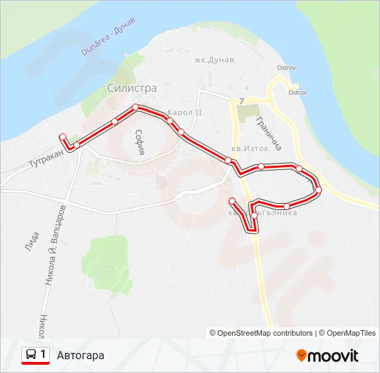 Автобус 1: карта маршрута